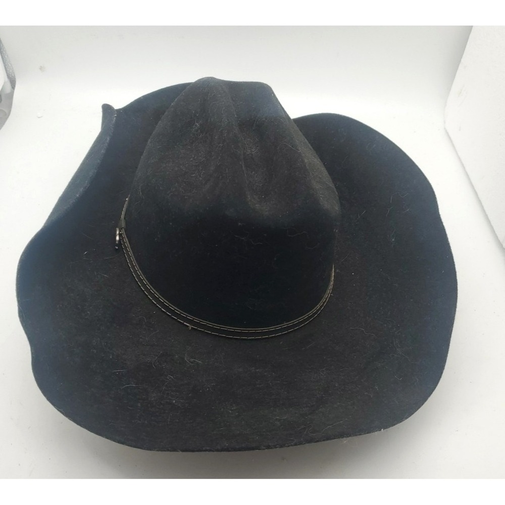 Men's Justin XX 100% Wool Black Cowboy Hat Size 7‎ 3/9 59 Folded Bent Style - Picture 3 of 8